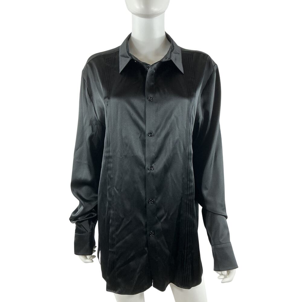 Retrofete Silk Black Antoni Button Down Shirt Size XS